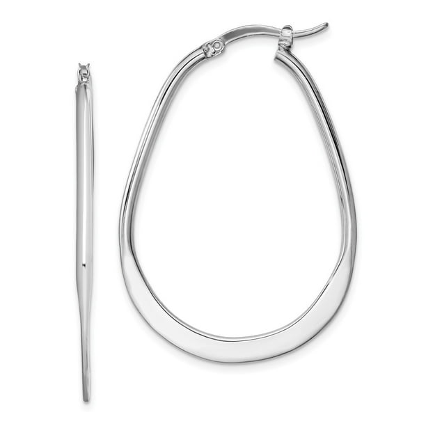 Sterling Silver Rhodium Plated Polished Hoop Earrings Sterling Silver Rhodium Plated Polished Hoop Earrings